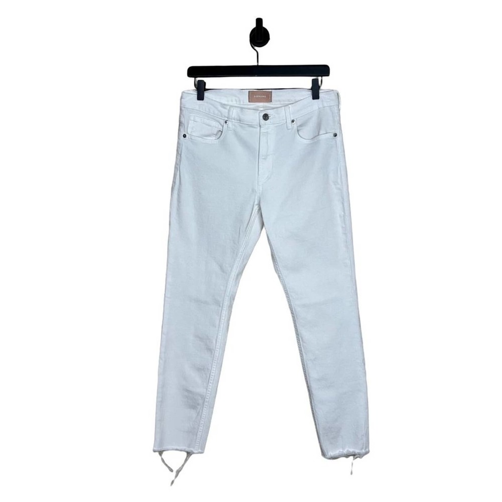 Everlane Womens Skinny Jeans size 30 White Frayed Raw Hem High Rise Stretchy